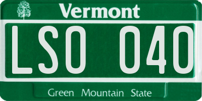 VT license plate LSO040
