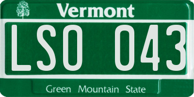 VT license plate LSO043