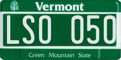 VT license plate LSO050