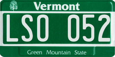 VT license plate LSO052
