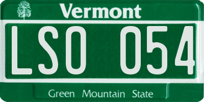 VT license plate LSO054