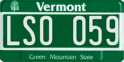 VT license plate LSO059