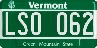 VT license plate LSO062