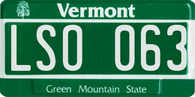 VT license plate LSO063