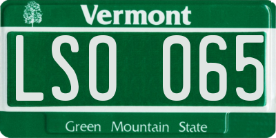 VT license plate LSO065