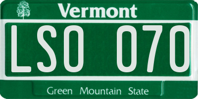 VT license plate LSO070