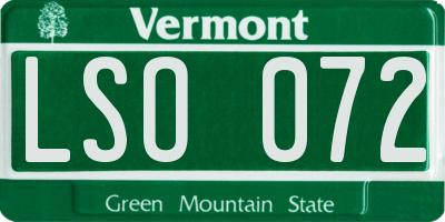 VT license plate LSO072
