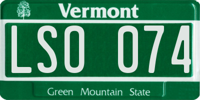 VT license plate LSO074