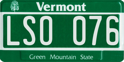 VT license plate LSO076