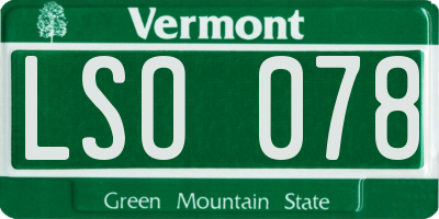 VT license plate LSO078