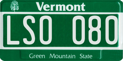 VT license plate LSO080