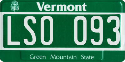 VT license plate LSO093