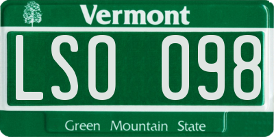 VT license plate LSO098