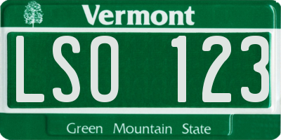 VT license plate LSO123