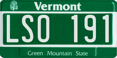 VT license plate LSO191