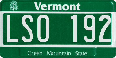 VT license plate LSO192