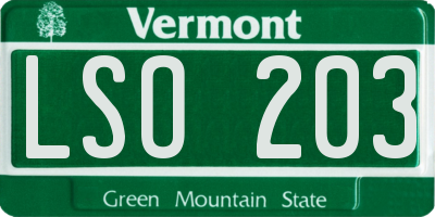 VT license plate LSO203