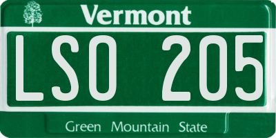 VT license plate LSO205