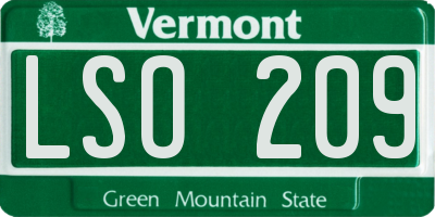 VT license plate LSO209