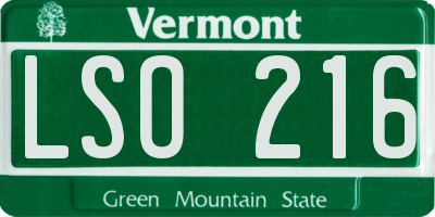 VT license plate LSO216