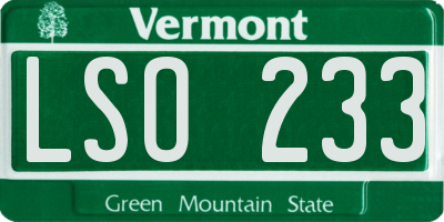 VT license plate LSO233