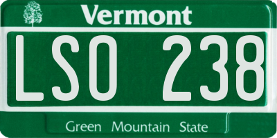 VT license plate LSO238