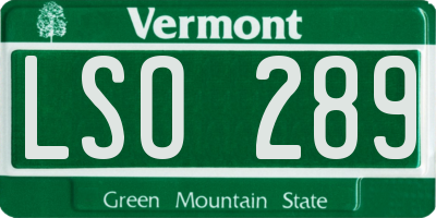 VT license plate LSO289