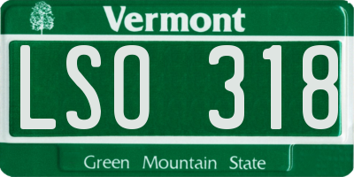 VT license plate LSO318