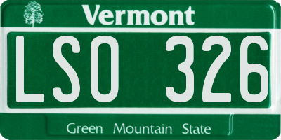 VT license plate LSO326