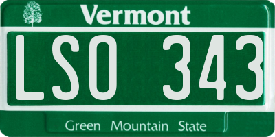 VT license plate LSO343