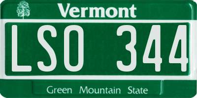 VT license plate LSO344