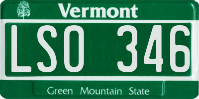 VT license plate LSO346