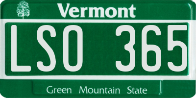VT license plate LSO365