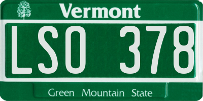 VT license plate LSO378