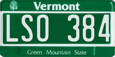 VT license plate LSO384