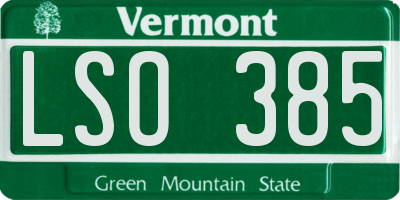 VT license plate LSO385