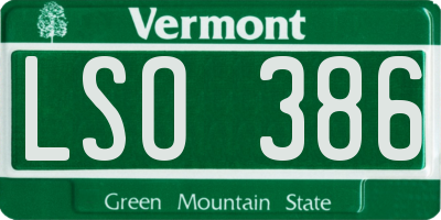 VT license plate LSO386