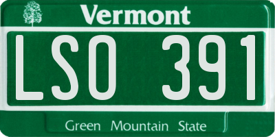 VT license plate LSO391