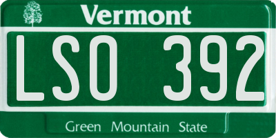 VT license plate LSO392