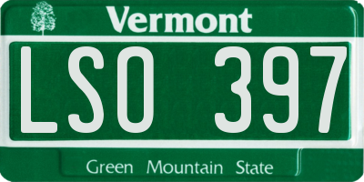 VT license plate LSO397