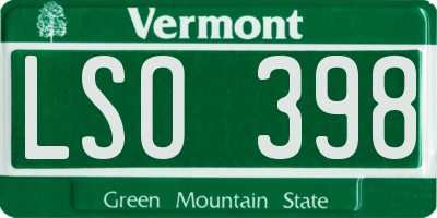 VT license plate LSO398