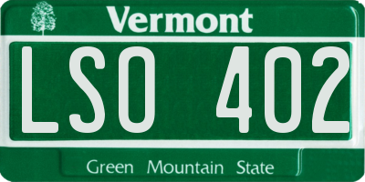 VT license plate LSO402