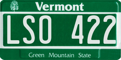 VT license plate LSO422