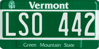 VT license plate LSO442