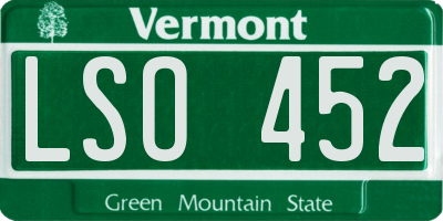 VT license plate LSO452
