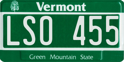 VT license plate LSO455