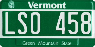 VT license plate LSO458