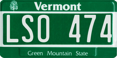 VT license plate LSO474