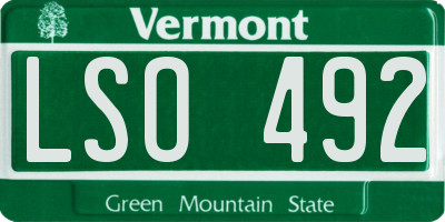 VT license plate LSO492