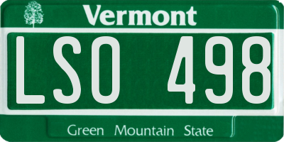 VT license plate LSO498